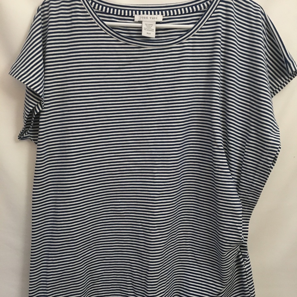 Joan Vass Ruched Sleeve Tee Short Sleeve